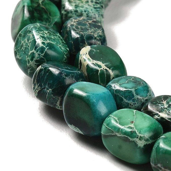 Perles en Dolomite naturelle de forme cuboïde 7~7.5x5~5.5x5~5.5mm couleur vert foncé