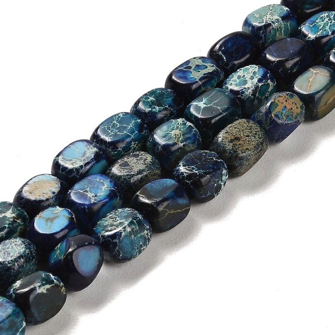 Perles en Dolomite naturelle de forme cuboïde 7~7.5x5~5.5x5~5.5mm couleur bleu de Prusse