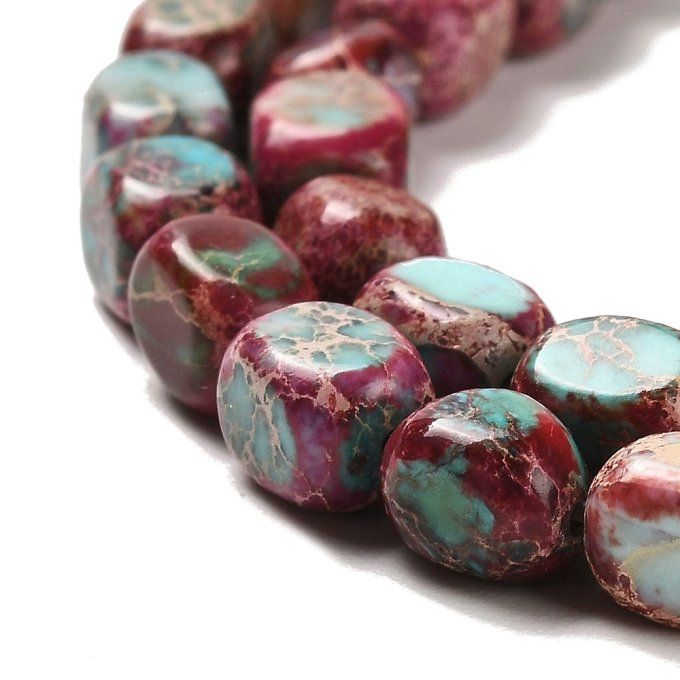 Perles en Dolomite naturelle de forme cuboïde 7~7.5x5~5.5x5~5.5mm couleur rouge brique