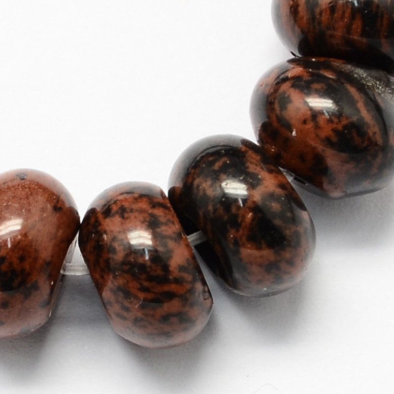 Perle ronde en obsidienne acajou naturelle en forme de rond plat (rondelle)  Ø8x5mm   