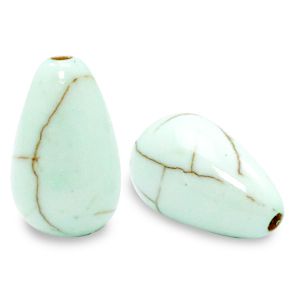 Perle en céramique en forme de goutte 16x10mm couleur turquoise prairie