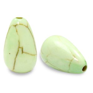 Perle en céramique en forme de goutte 16x10mm couleur vert paradis