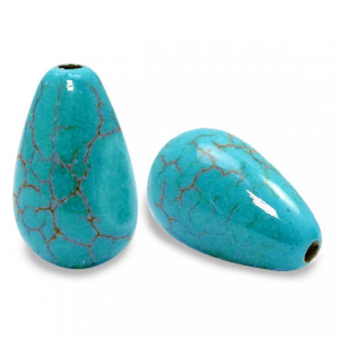 Perle en céramique en forme de goutte 16x10mm couleur vert pétrole