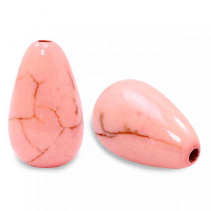 Perle en céramique en forme de goutte 16x10mm couleur rose pêche