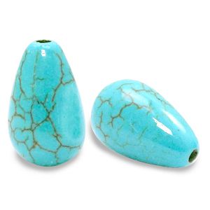 Perle en céramique en forme de goutte 16x10mm couleur turquoise