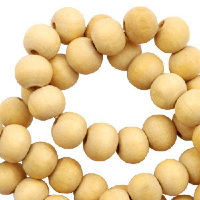 50 perles rondes en bois Ø 8mm couleur jaune minéral