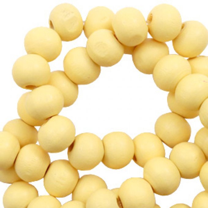 50 perles rondes en bois Ø 8mm couleur jaune soleil