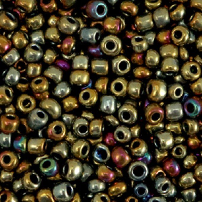 Rocaille 3mm couleur Doré multicolore brillant métallique  (x20g) 