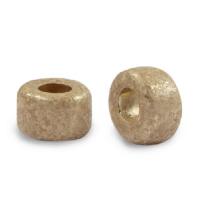 Perles en céramique grecque gold spot 9mm Beige sable (x10) 