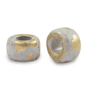 Perles en céramique grecque gold spot 9mm Gris (x10)  