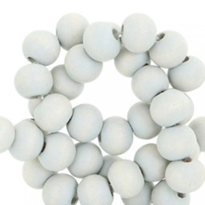 100 perles rondes en bois Ø 6mm couleur gris nacré