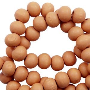 100 perles rondes en bois Ø 6mm couleur marron caramel