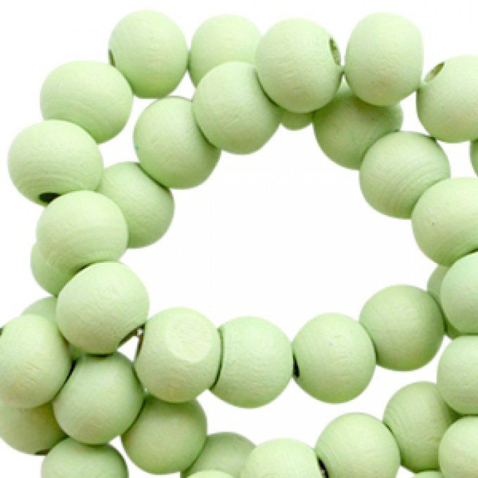 100 perles rondes en bois Ø 6mm couleur pastel vert citron