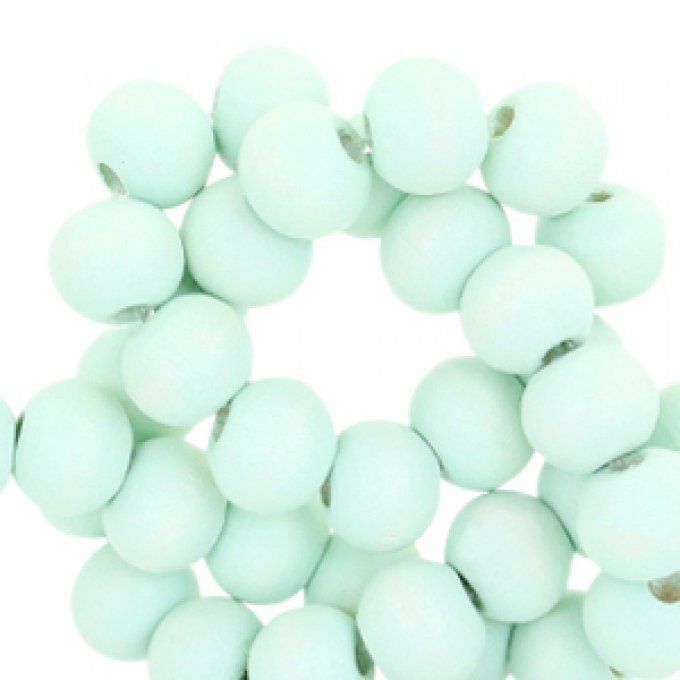50 perles rondes en bois Ø 8mm couleur vert chrysolite