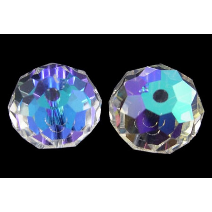 Perles facettées,forme  abaque 12x8mm reflet métallique incolore (x10)