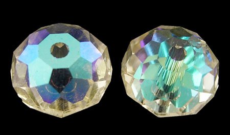 Perles facettées,forme  abaque 12x8mm reflet métallique jaune clair (x10)