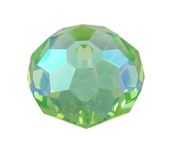 Perles facettées,forme  abaque 12x8mm reflet métallique vert clair (x10)