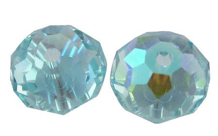 Perles facettées,forme  abaque 12x8mm reflet métallique aqua (x10)