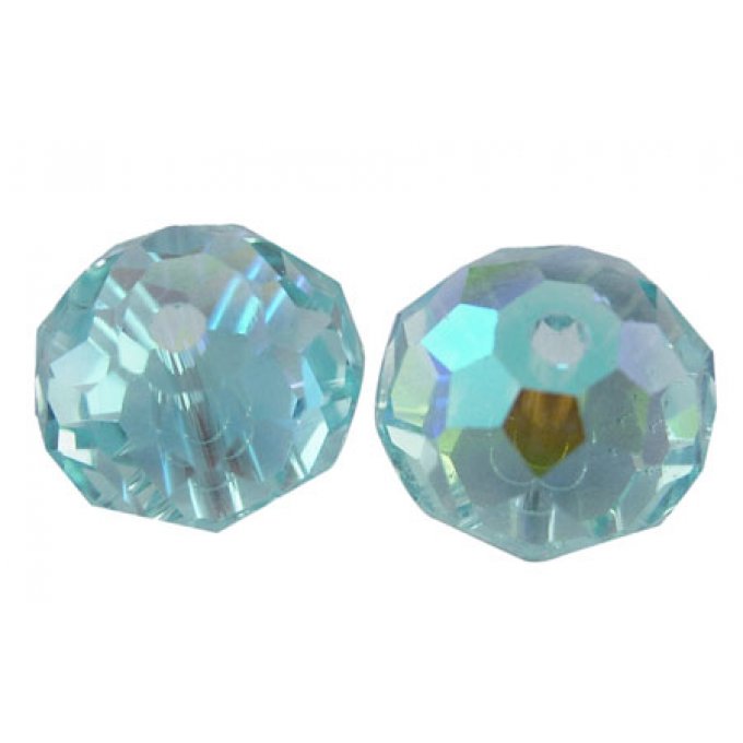 Perles facettées,forme  abaque 12x8mm reflet métallique aqua (x10)