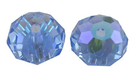 Perles facettées,forme  abaque 12x8mm reflet métallique bleuet (x10)
