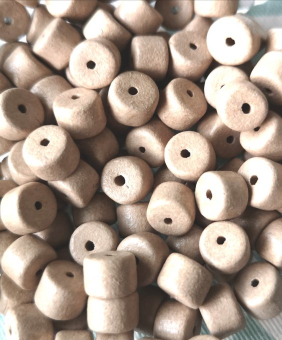 Perles en forme de tube en céramique   8x6mm  couleur Grey wood (x10) 