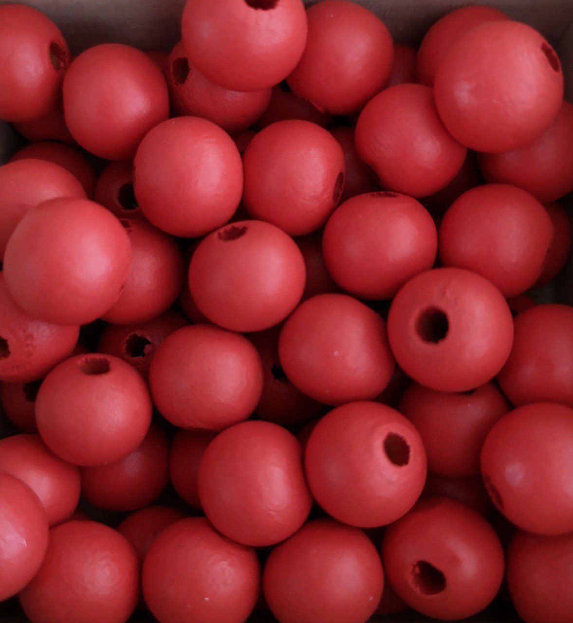 10 Perles rondes en bois Ø 12mm tomate