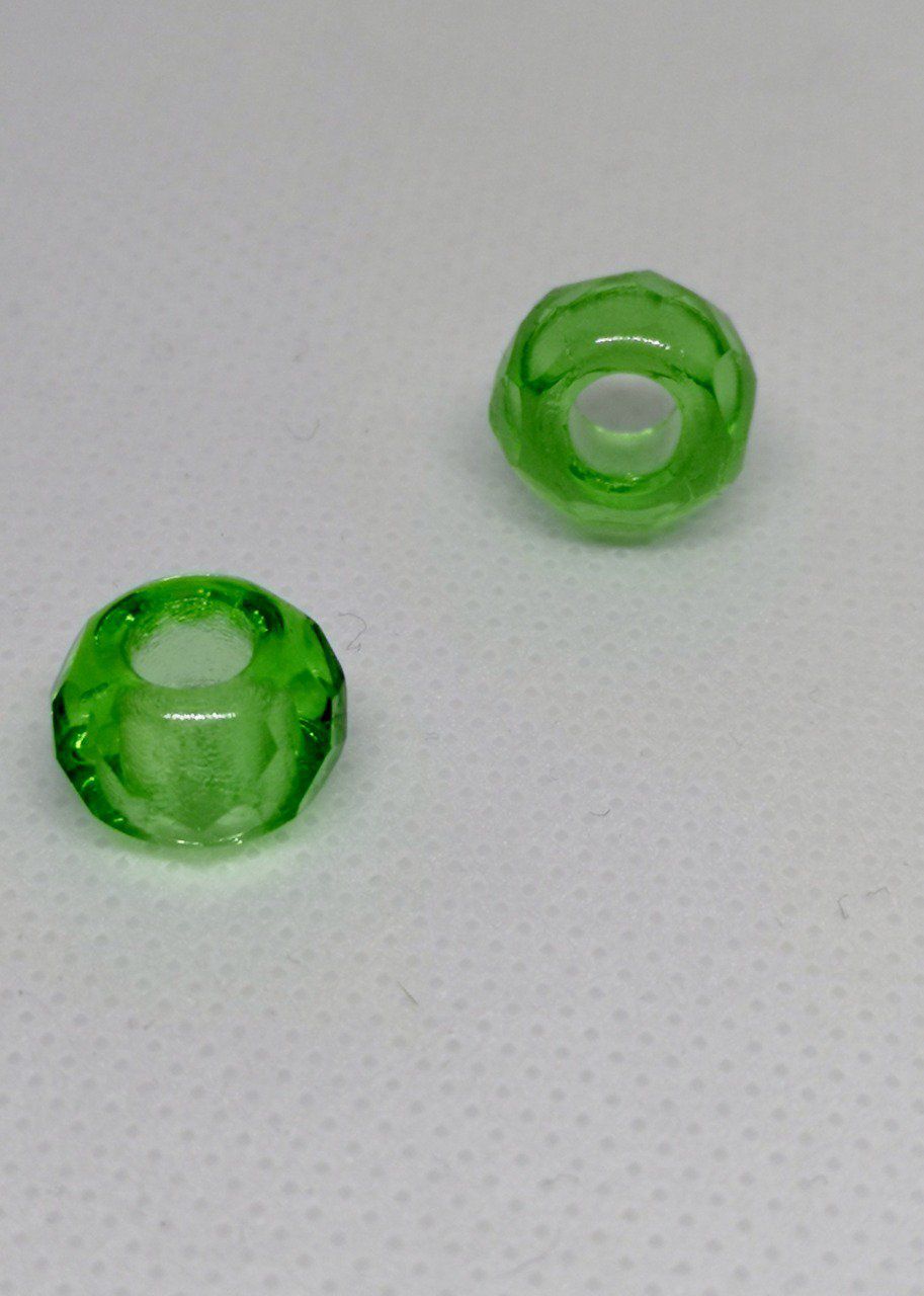 Perle en verre forme rondelle facettée de Bohème 8x12mm vert clair transparent