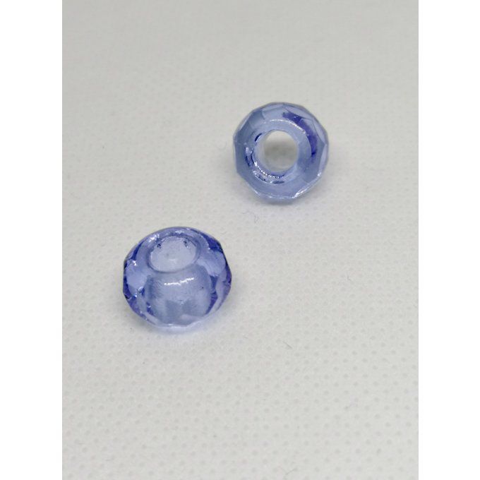 Perle en verre forme rondelle facettée de Bohème 8x12mm violet transparent