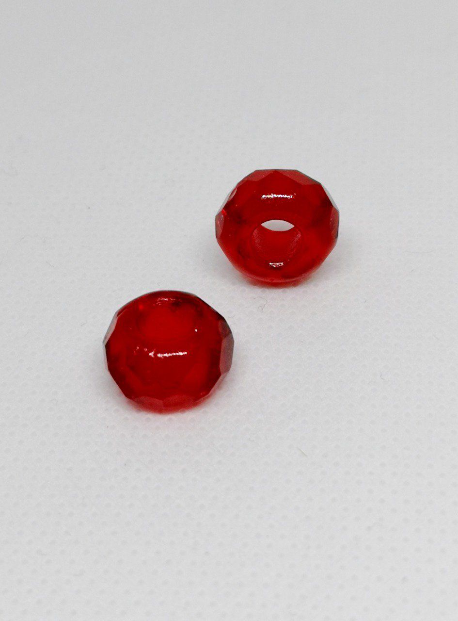 Perle en verre forme rondelle facettée de Bohème 8x12mm rouge transparent clair