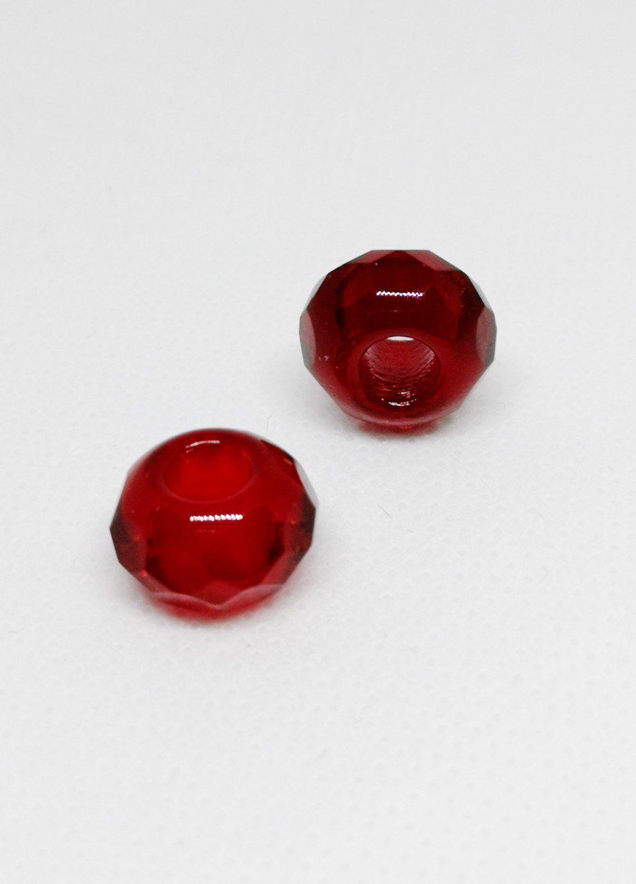 Perle en verre forme rondelle facettée de Bohème 8x12mm rouge transparent foncé