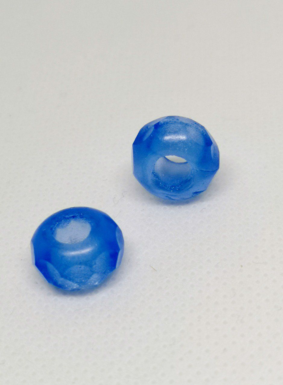 Perle en verre forme rondelle facettée de Bohème 8x12mm bleu opal