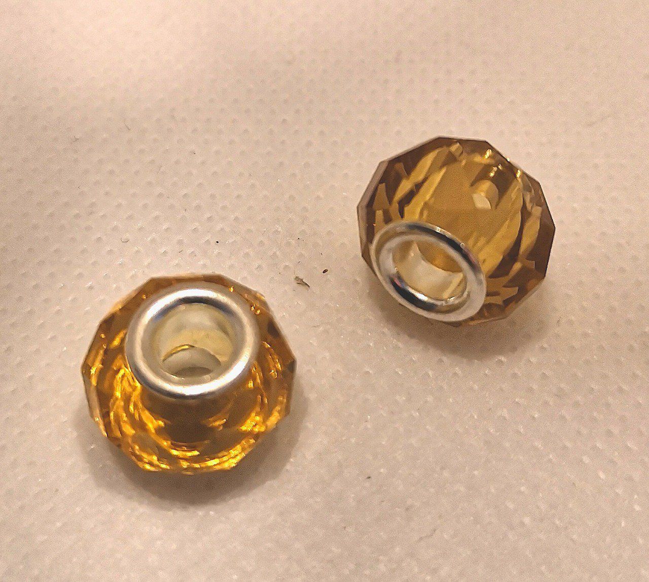 Perle Européenne en verre facetté Ø14x10mm cristal or