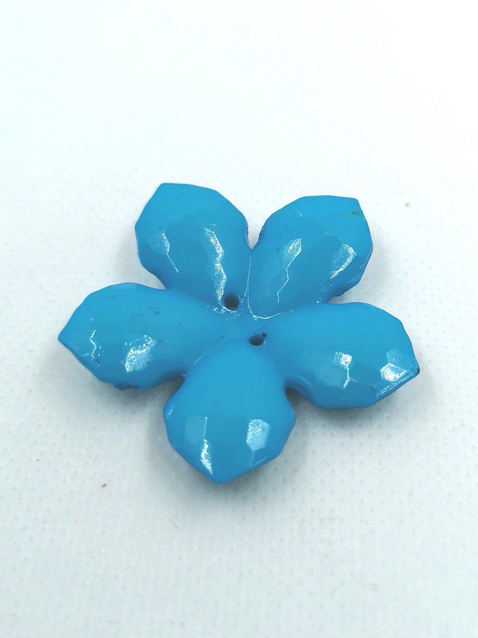 Bouton en acrylique en forme de fleur diamètre 40mm couleur turquoise