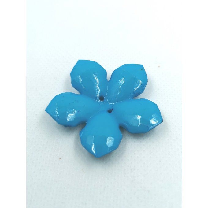 Bouton en acrylique en forme de fleur diamètre 40mm couleur turquoise