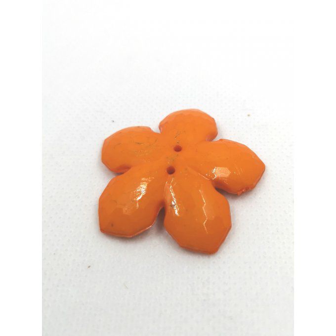 Bouton en acrylique en forme de fleur diamètre 40mm couleur orange