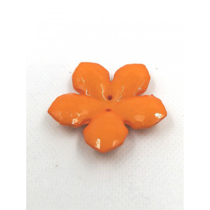 Bouton en acrylique en forme de fleur diamètre 40mm couleur orange