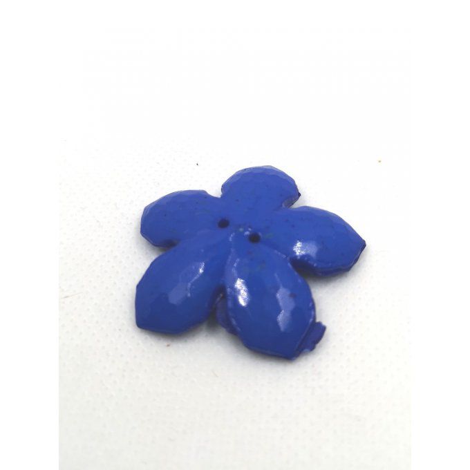 Bouton en acrylique en forme de fleur diamètre 40mm couleur bleu