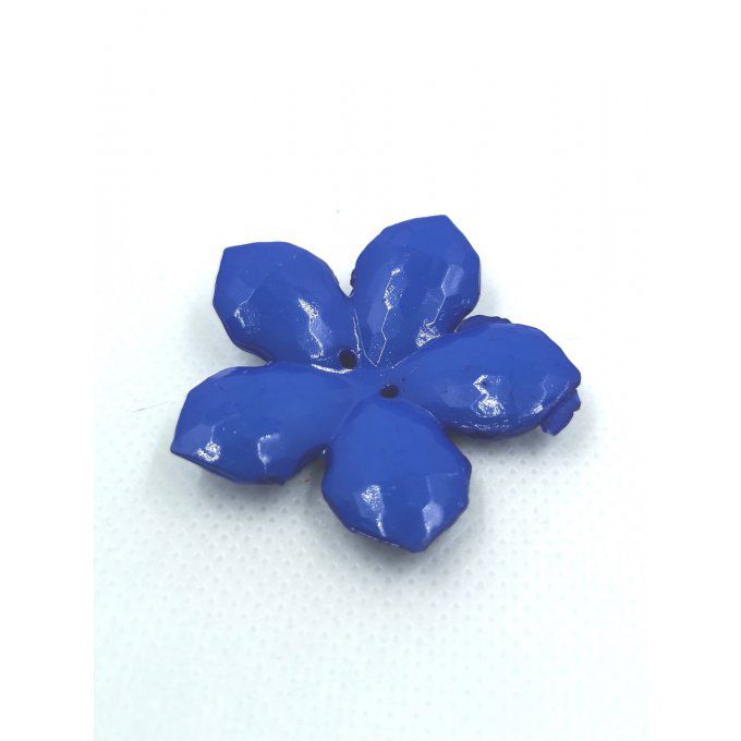 Bouton en acrylique en forme de fleur diamètre 40mm couleur bleu