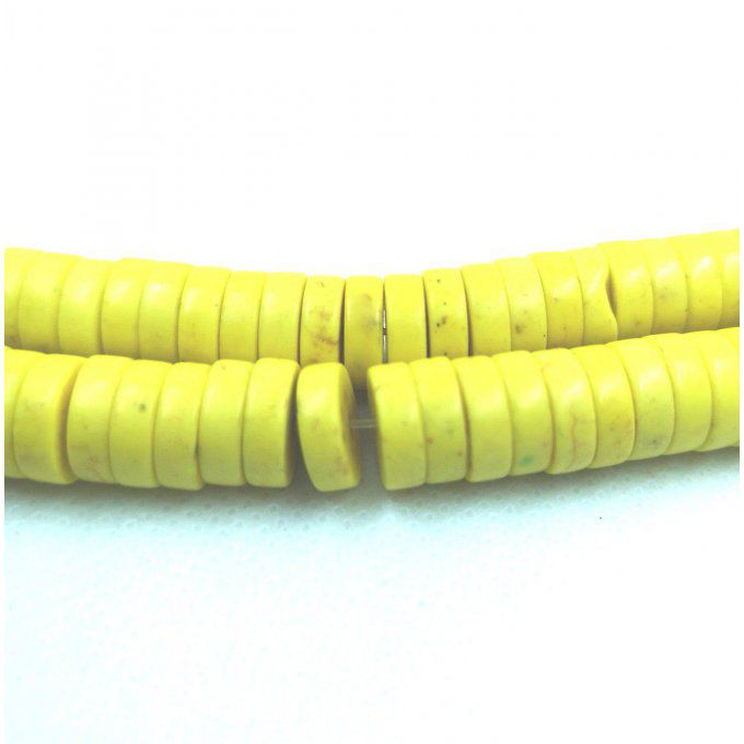 Perles Heishi en turquoise synthétique colorée 8x4mm jaune (x20) 