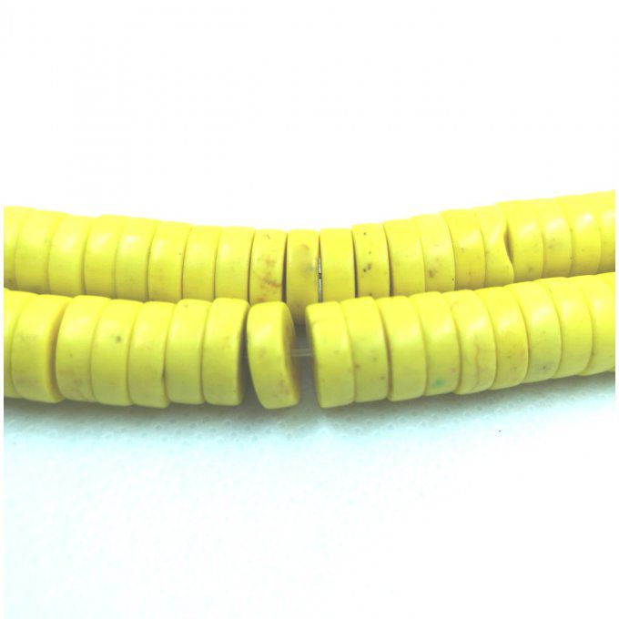 Perles Heishi en turquoise synthétique colorée 10x3.5mm jaune (x20)  