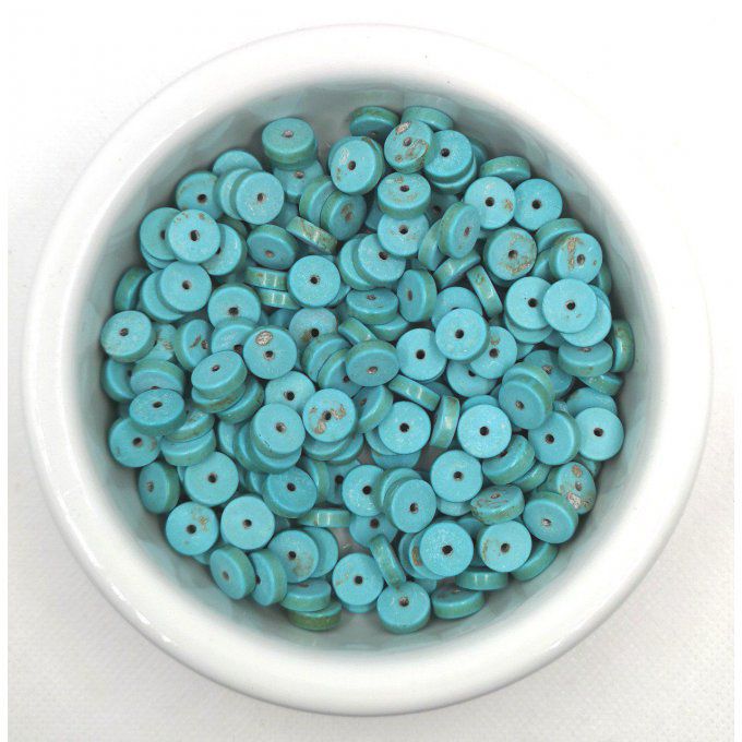 Perles Heishi en turquoise synthétique colorée 8x4mm turquoise (x20)