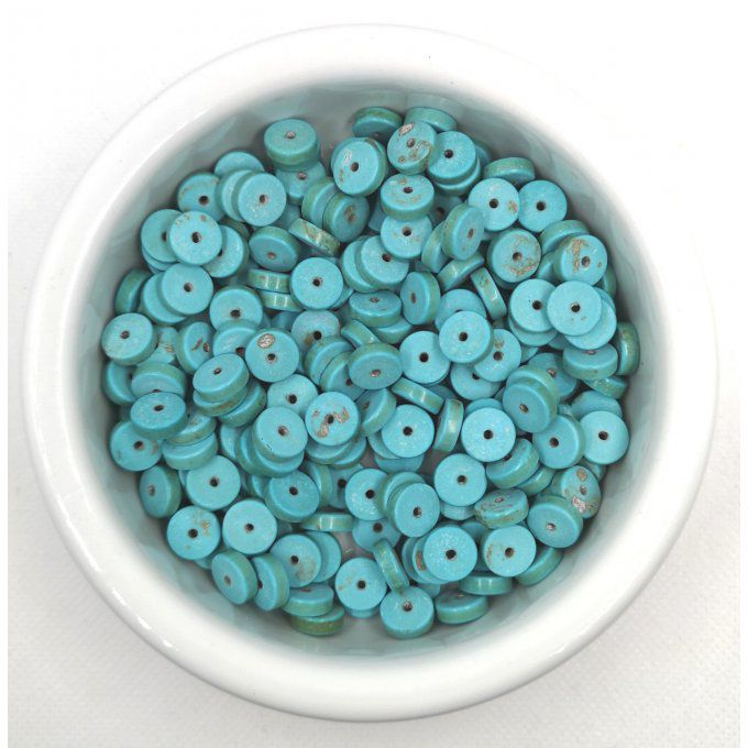 Perles Heishi en turquoise synthétique colorée 10x3.5mm turquoise  (x20)