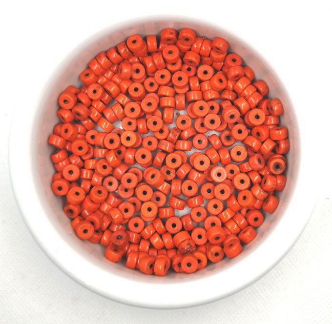 Perles Heishi en turquoise synthétique colorée 8x4mm orange (x20)  