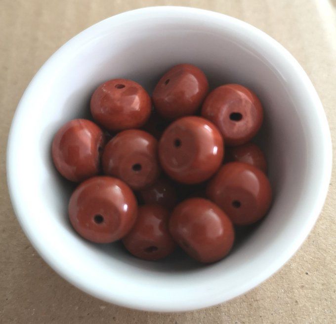 Perle rondelle en Jaspe rouge naturel diamètre 12x8mm  