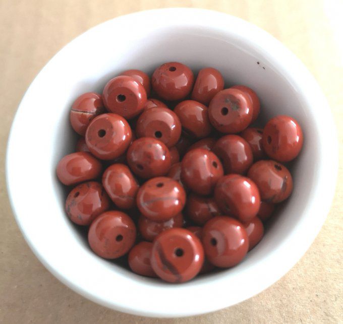 Perle rondelle en Jaspe rouge naturel diamètre 8x5mm  