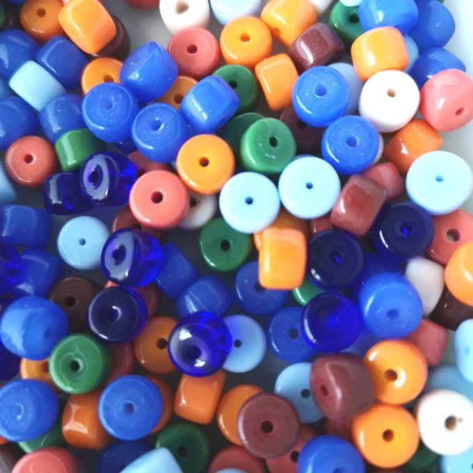 Perles de verre en forme de colonne 8x5~6mm mélange de couleurs (x50) 