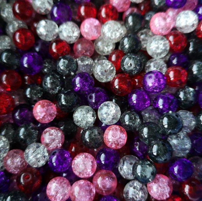 Perles de verre rondes  transparentes  diamètre 8mm mélanges de couleurs   (x20) 