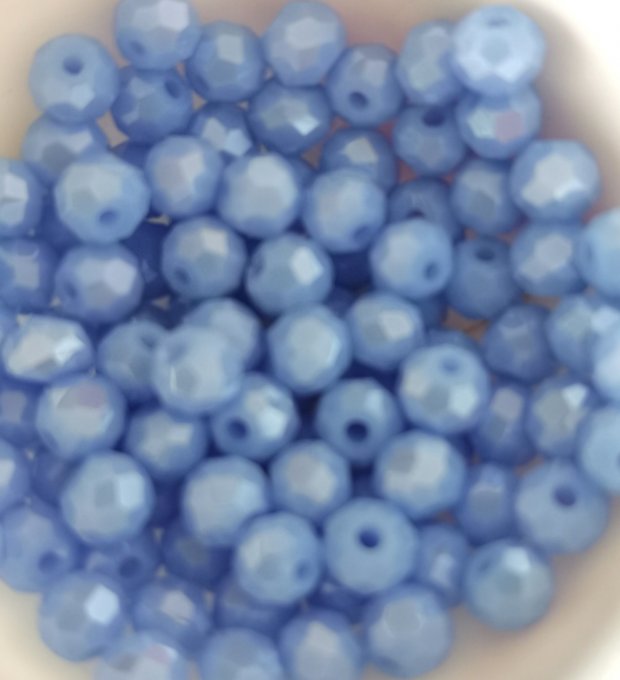 Perles en verre facettées ronde 4mm imitation jade couleur bleu lavande (env 100) 
