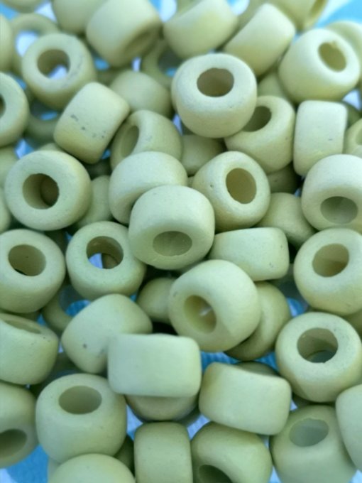  Perles en forme de tube en céramique   8.5x5.5mm  couleur Lemon (x10)