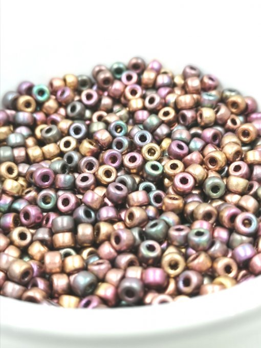 Perles de rocaille Matubo  6/0  4.1x2.9mm  Matte metallic bronze iris (x10g)